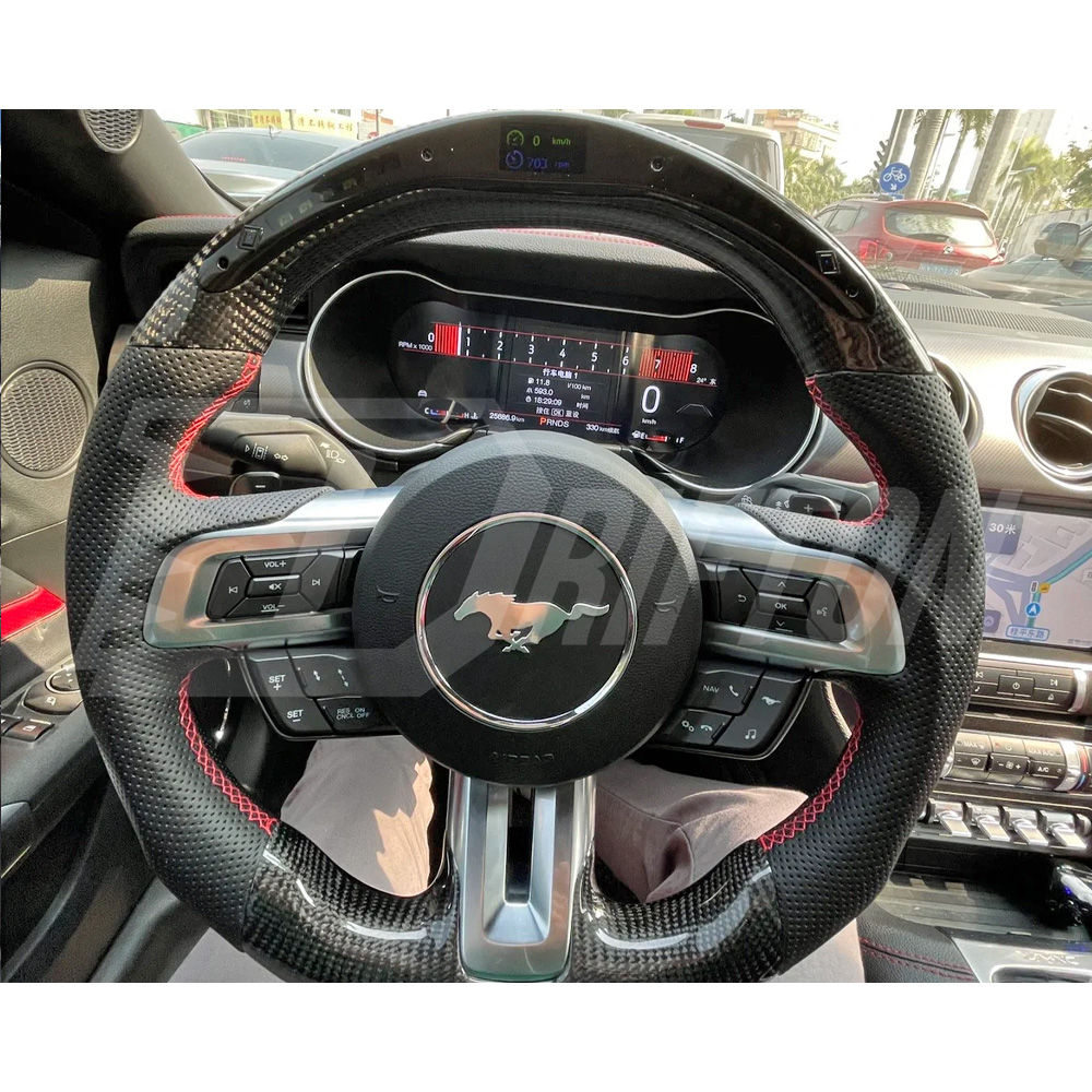 Customize Carbon Fiber RPM LED Display Steering Wheel For Ford Mustang Gen6 S550.1 2015-2017