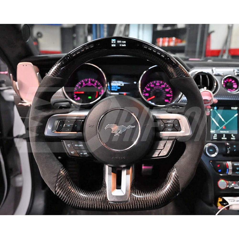 Customize Carbon Fiber RPM LED Display Steering Wheel For Ford Mustang Gen6 S550.1 2015-2017