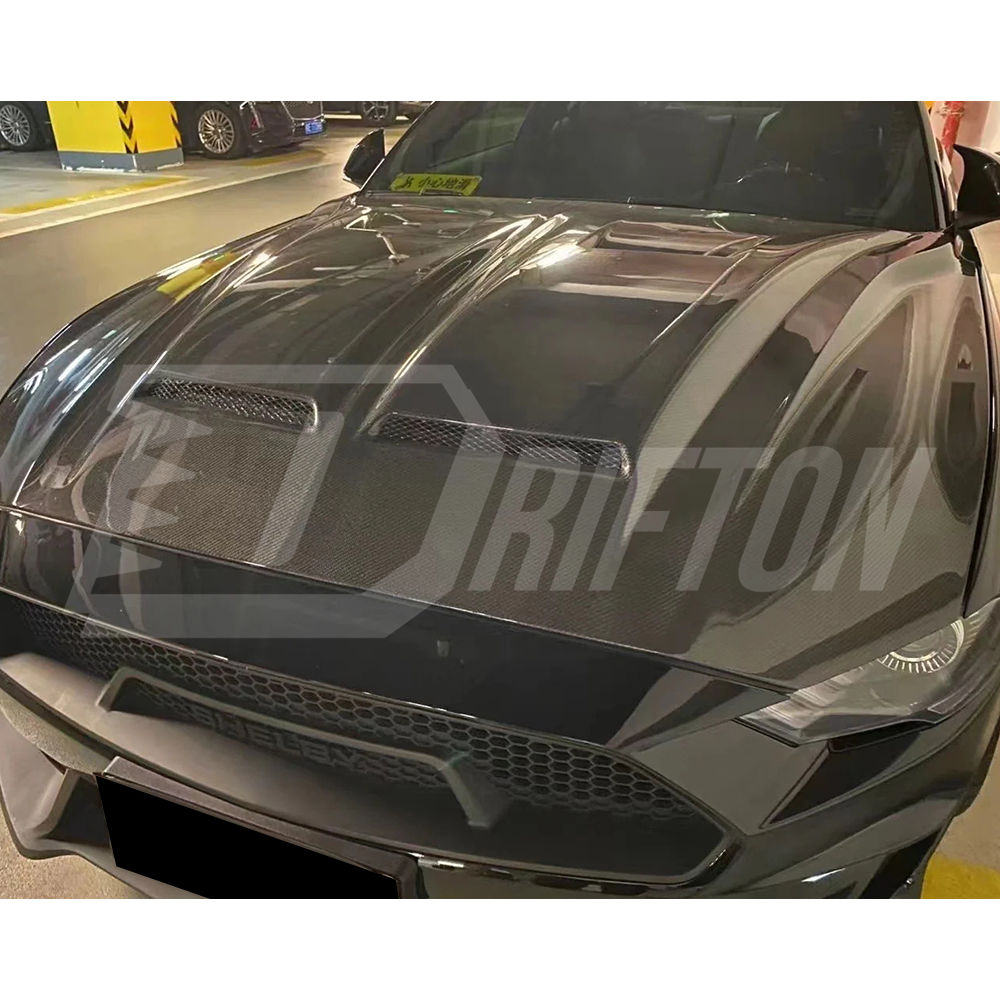 Super Snake Style Carbon Fiber Hood For Ford Mustang Gen6 S550.2 2018-2023