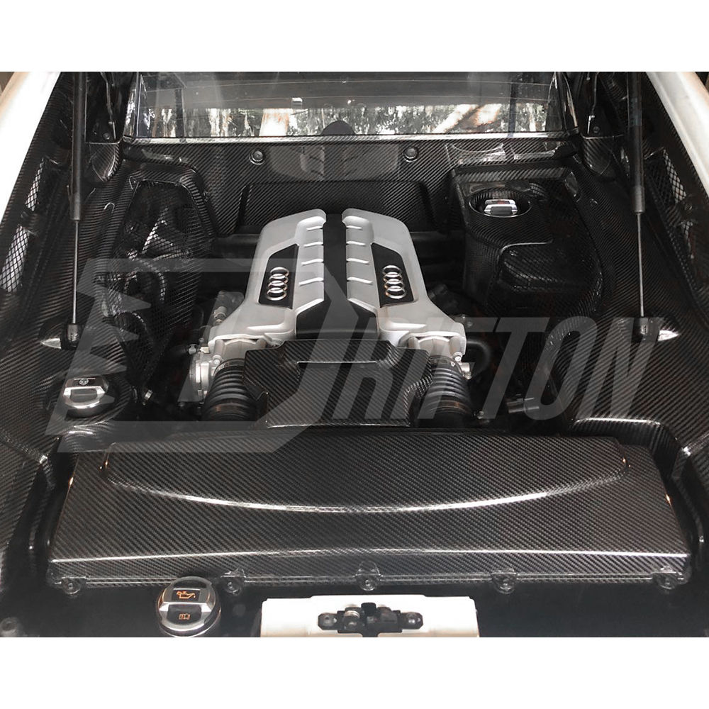 Dry Carbon Fiber Replacement Engine Bay Air Box Cover For Audi R8 V8 V10 2007-2015