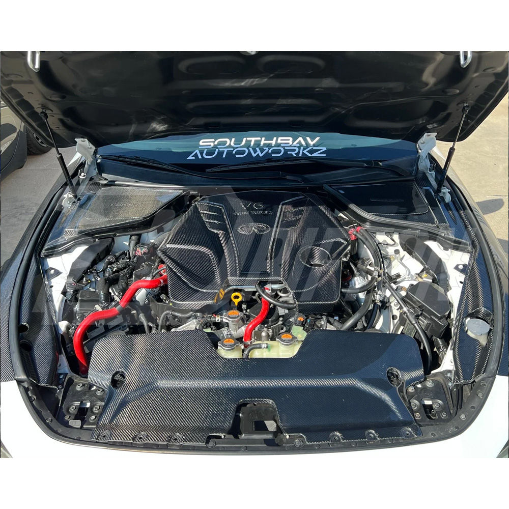 Dry Carbon Fiber Engine Cover For Infiniti Q50 3.0T 2013-2024