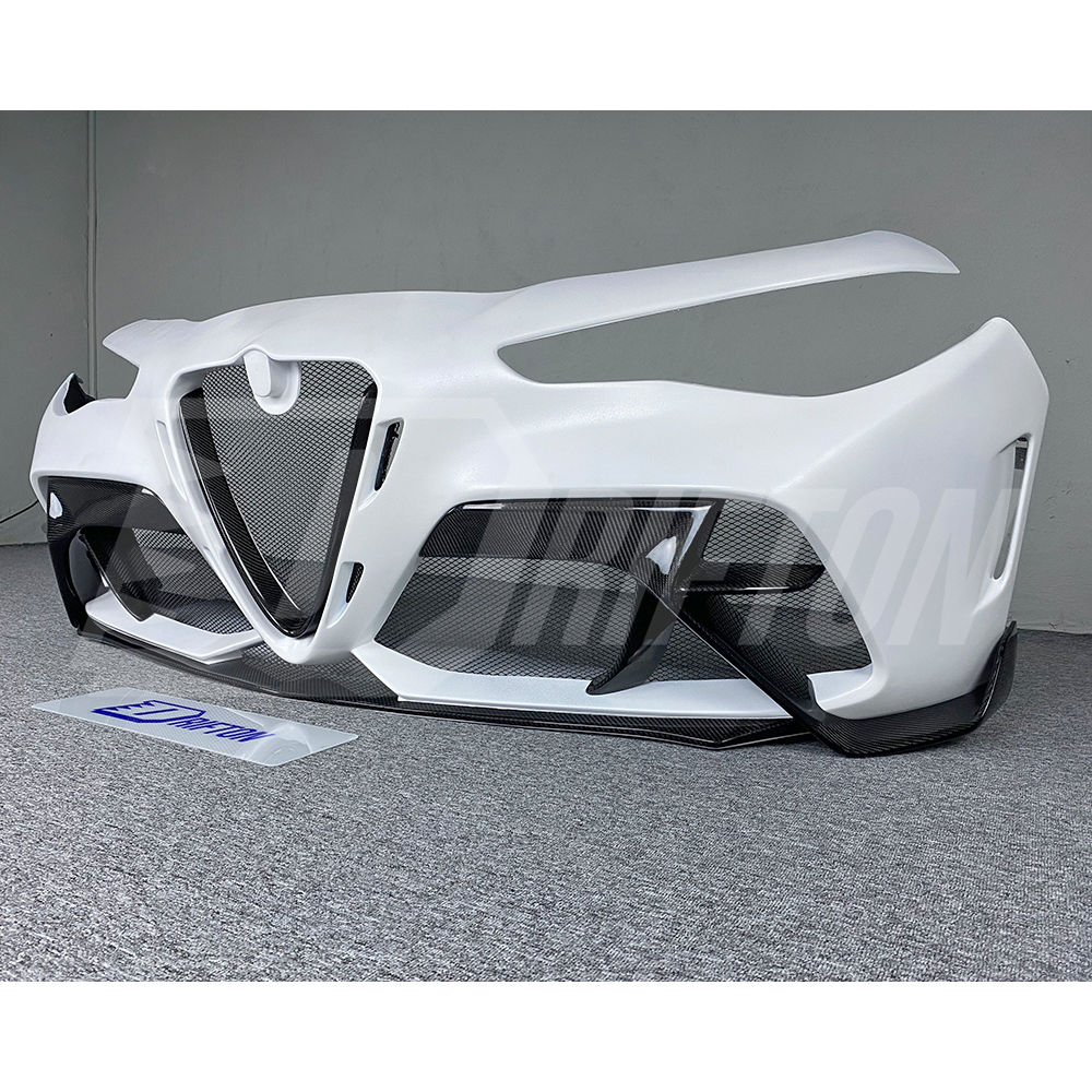 GTAM Style Half Carbon Fiber Front Bumper For Alfa Romeo Giulia 2016-2023