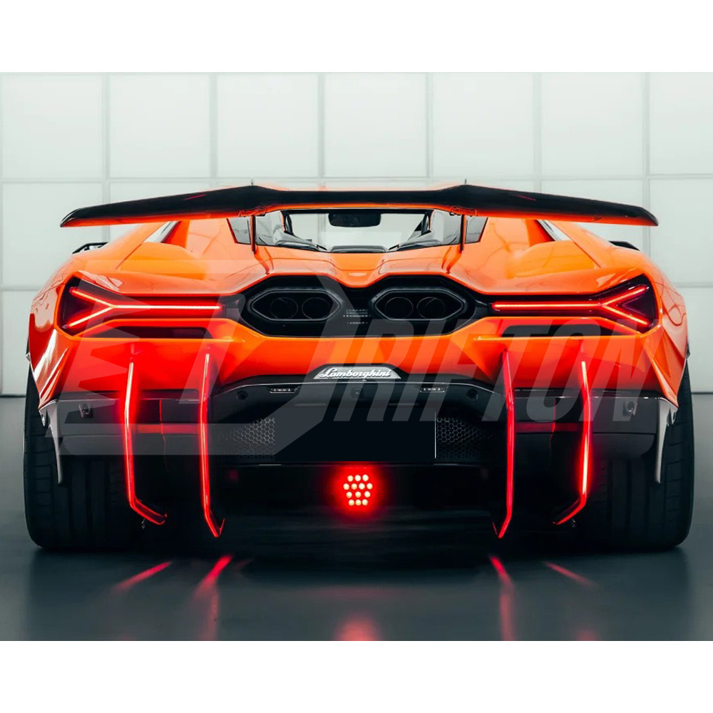 Duke Style Dry Carbon Fiber LED Lights Rear Diffuser Blades Fins For Lamborghini Revuelto 2023-ON
