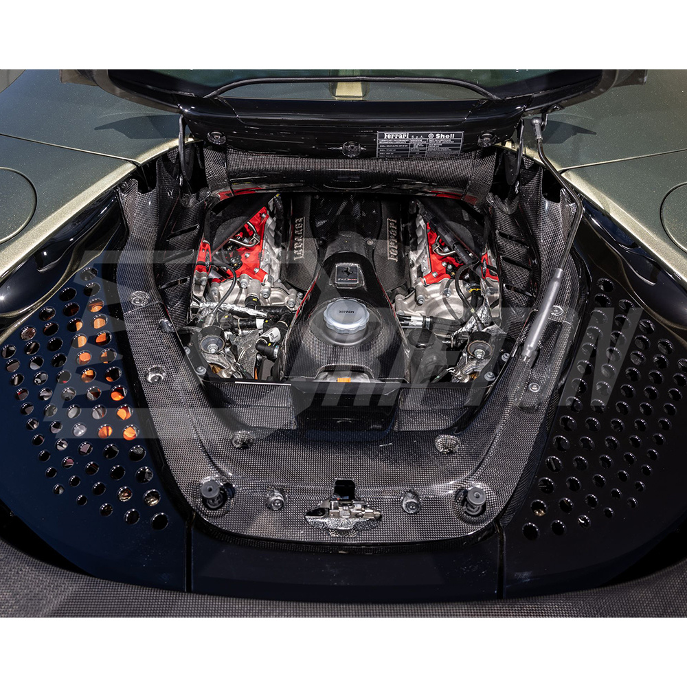 OEM Style Dry Carbon Fiber Engine Bay Compartment Set Cover Kit For Ferrari SF90 Spider