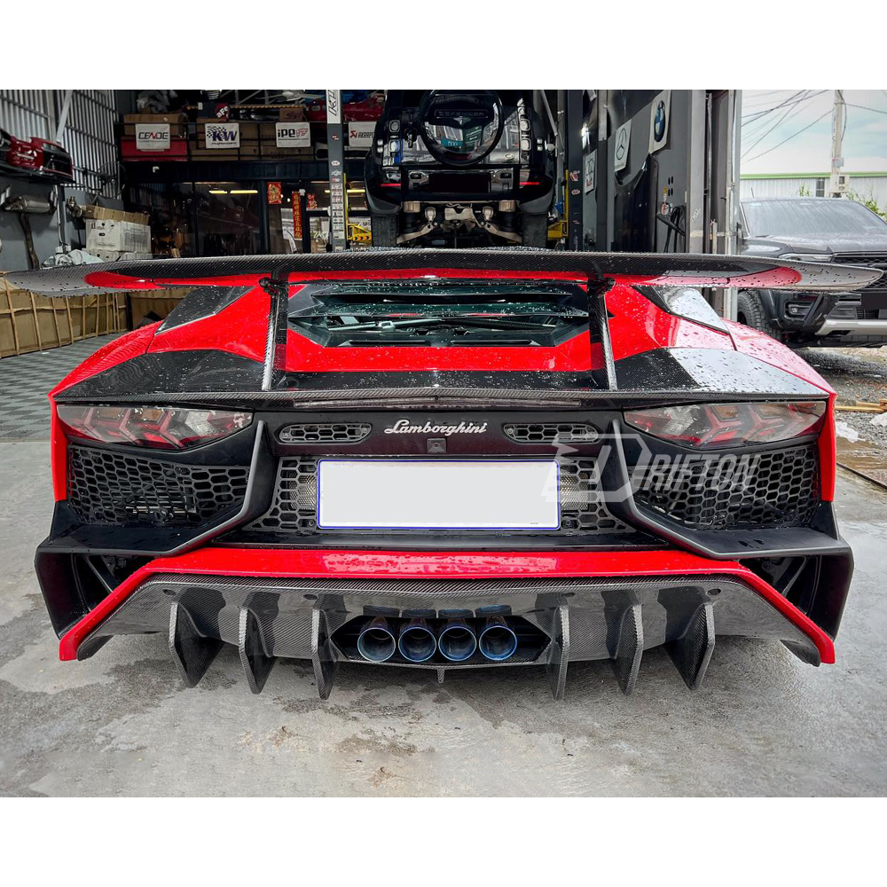 LP750 SV Style Dry Carbon Fiber Rear Spoiler Wing With Primerd Base Lid For Lamborghini Aventador & S & SV LP700 LP740 LP750 2011-2021