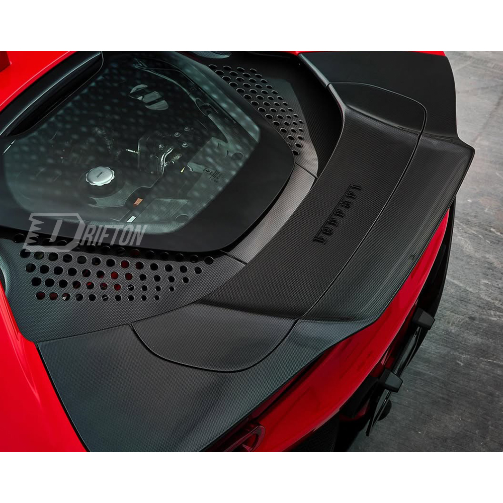 RYFT Style Dry Carbon Fiber Rear Spoiler Wing Set For Ferrari SF90
