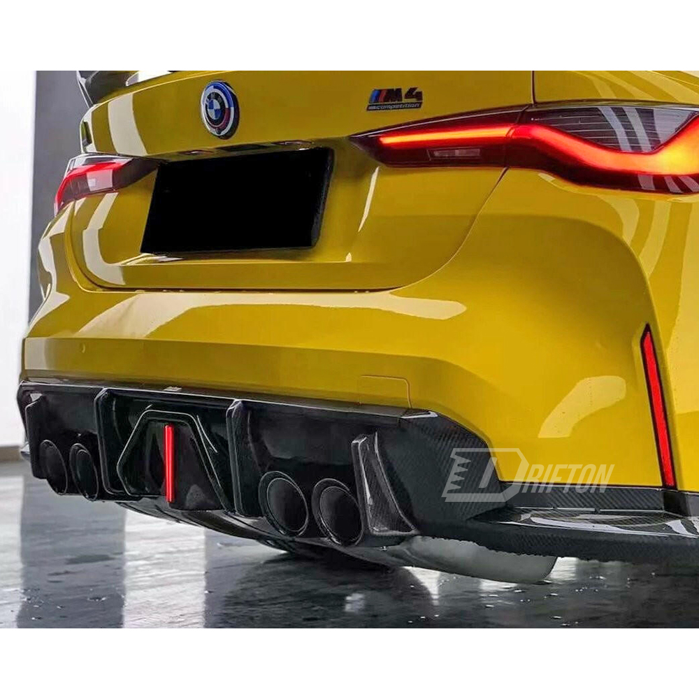 3D Brakelight Style Dry Carbon Fiber Rear Diffuser For BMW G80 G81 M3 G82 G83 M4 2020-2024