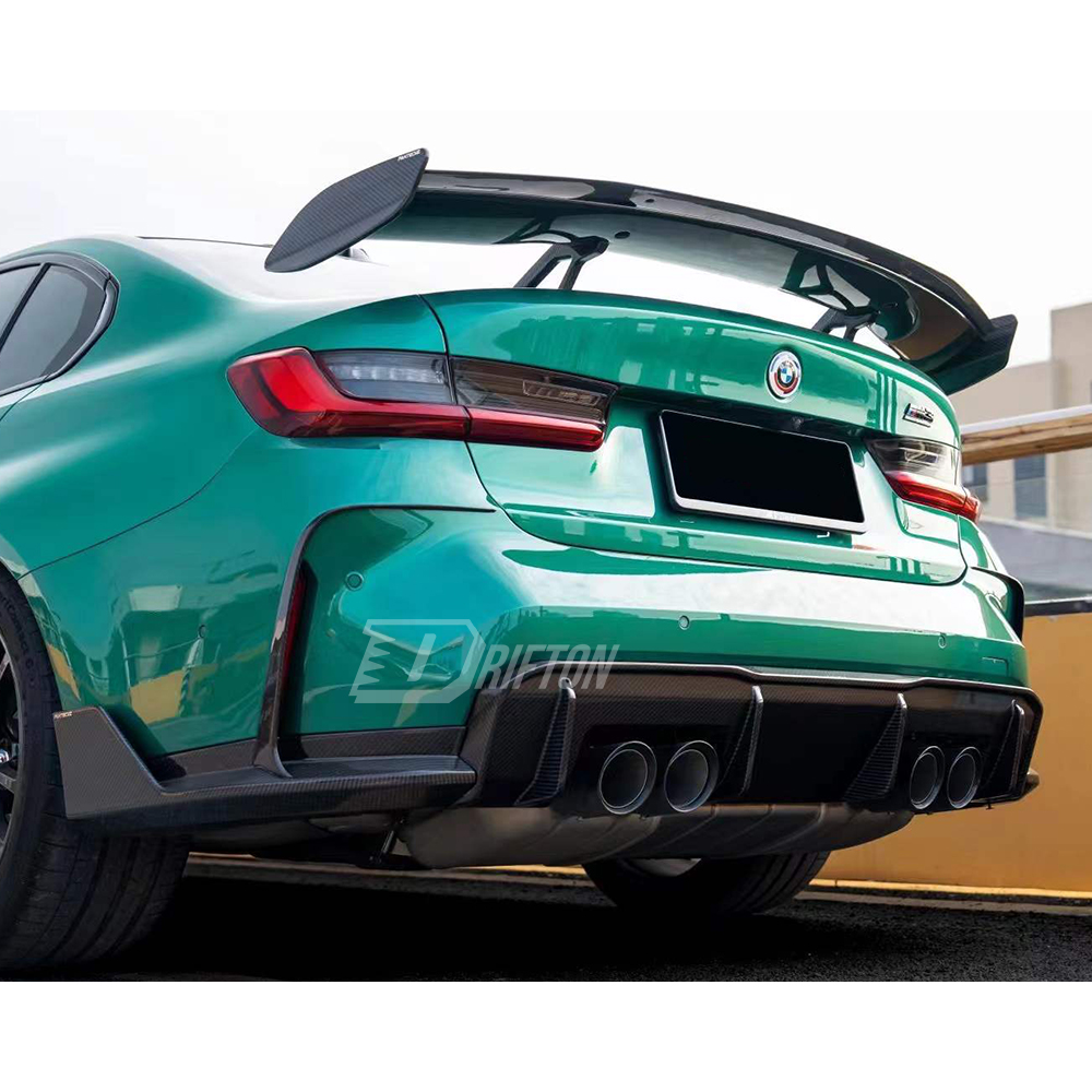Double Deck PT Style Dry Carbon Fiber Rear Spoiler GT Wing For BMW G80 M3 G82 M4 2020-2024