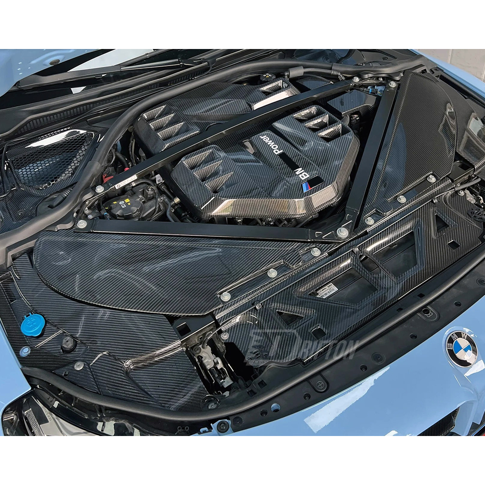 S58 Eventuri Style Dry Carbon Fiber Engine Bay Cover For BMW G80 G81 M3 G82 G83 M4 2020-2024