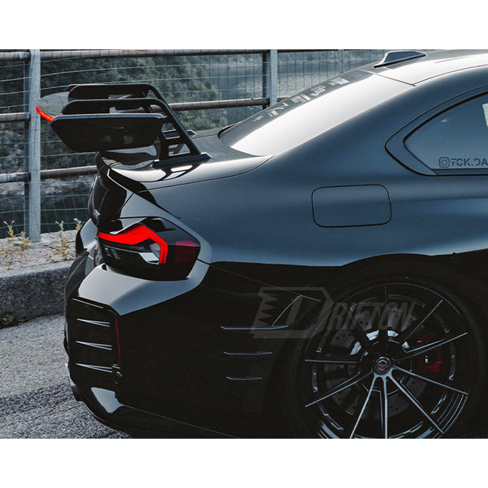 LED Bar Swan Neck Style Dry Carbon Fiber Rear Spoiler GT Wing For BMW G87 M2 2023-2027