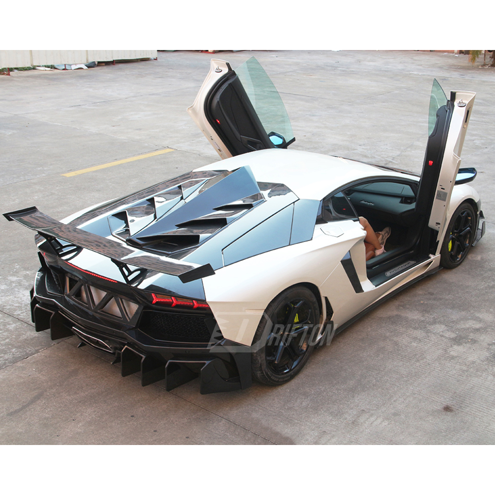 Drifton Sytle Carbon Fiber Rear Spoiler Wing With Base Lid For Lamborghini Aventador & S & SV LP700 LP740 LP750 2011-2021