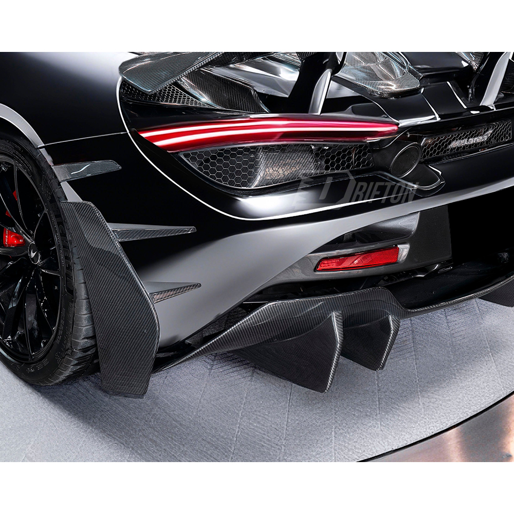 CMST Style Dry Carbon Fiber Rear Bumper Canards Side Panels For Mclaren 720S 2017-2022
