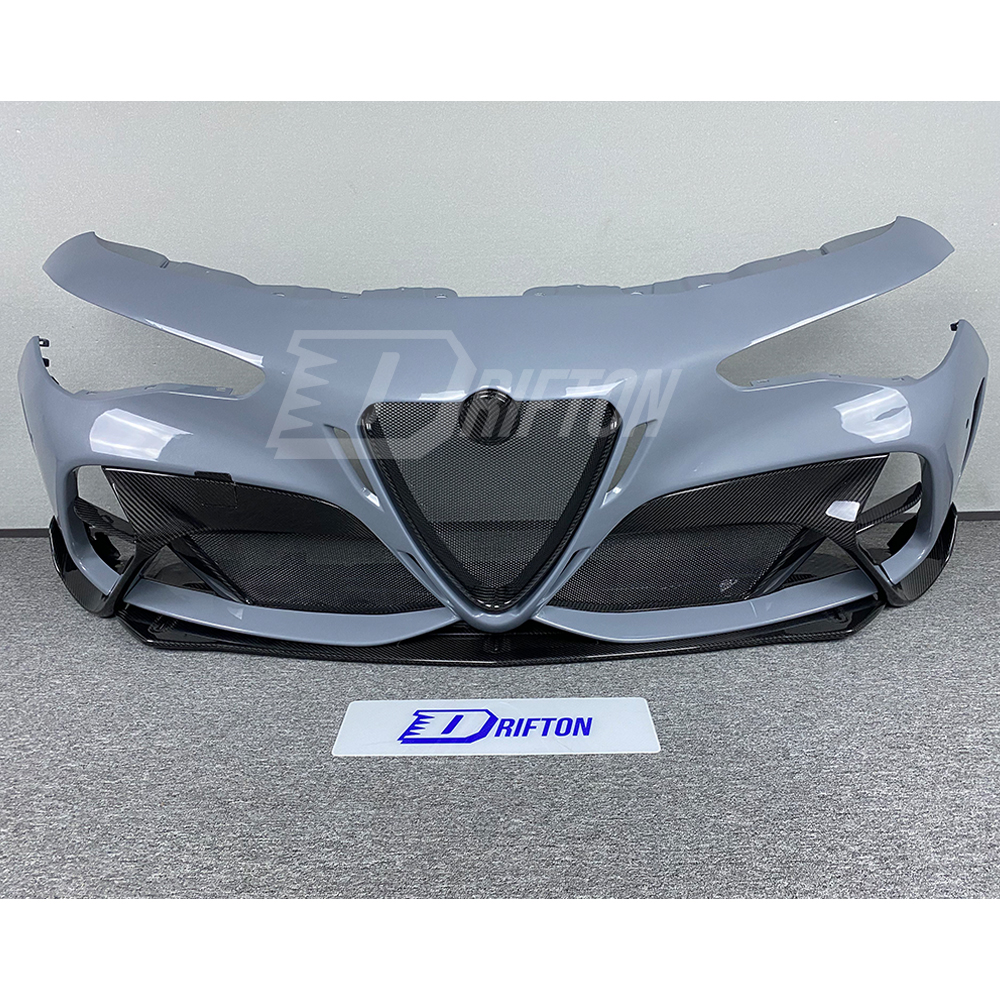 GTAM Widebody Style Dry Carbon Fiber With Portion Primer Wide Front Bumper & Fender For Alfa Romeo Giulia 2016-2023