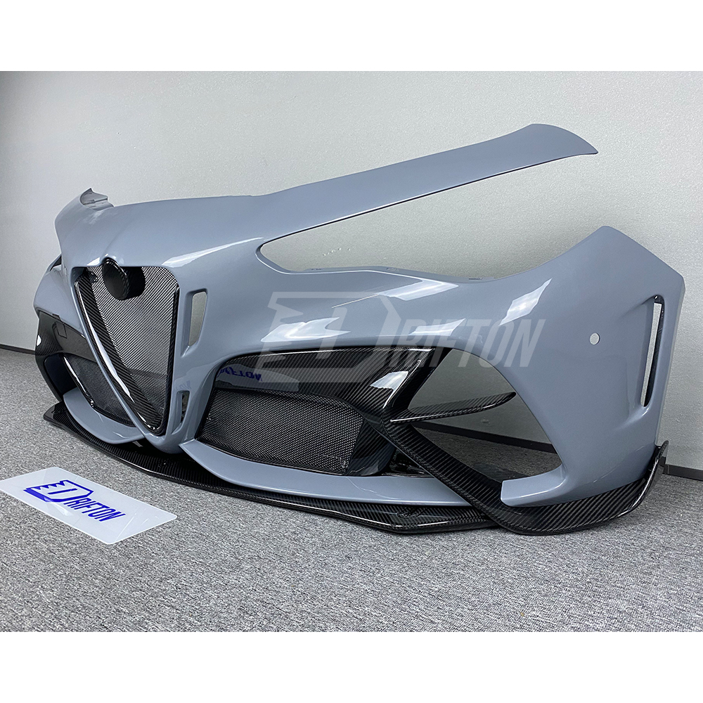 GTAM Widebody Style Dry Carbon Fiber With Portion Primer Wide Front Bumper & Fender For Alfa Romeo Giulia 2016-2023