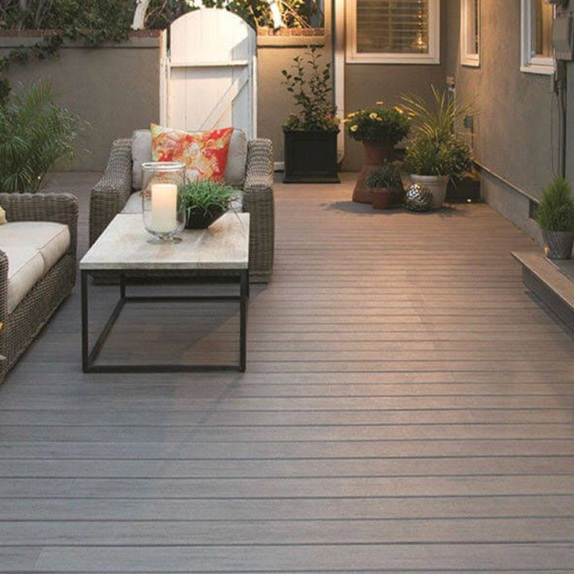 Outdoor wood plastic composite flooring 148*23mm smooth surface laminated deck embossed