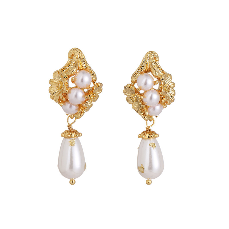 18K Gold Plated Earrings baroque pearl golden foil gold waterdrop droplet wedding bridal bride daily luxury noble for women