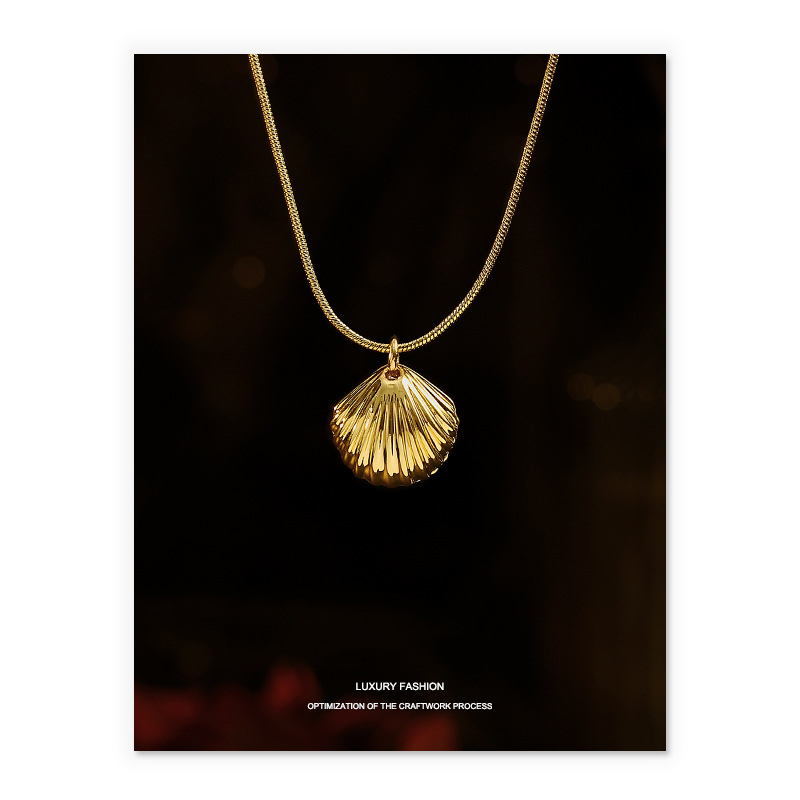 18K Gold Plated Necklace natural pearl golden shell drop pendant real pearl freshwater simple classic daily unique creative cute