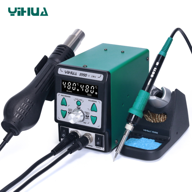 YIHUA-8786D/8786D upgrade version/8786D-I /899D-II Soldering Iron Double Digital Display Spacious soldering iron stand Cool Hot Air Rework Soldering Station