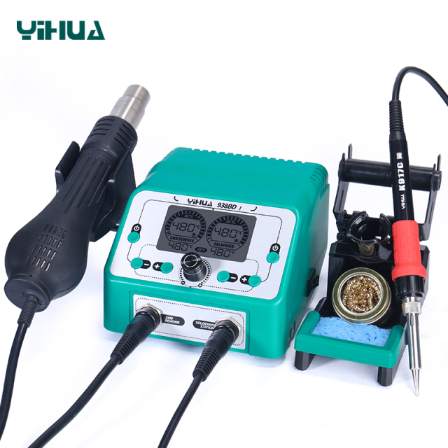 YIHUA 938BD-I/938BD+-I/938BD+-II 2 in 1 hot air desoldering solder mobile phone laptop soldering iron welding tool repair rework soldering station