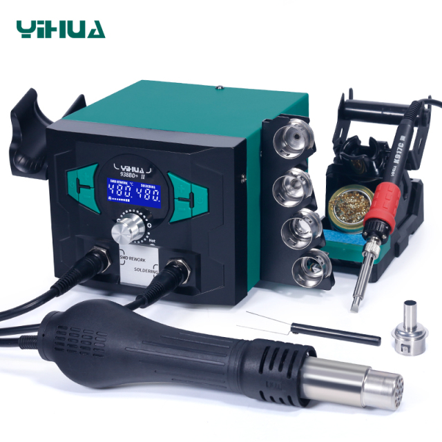 YIHUA 938BD-I/938BD+-I/938BD+-II 2 in 1 hot air desoldering solder mobile phone laptop soldering iron welding tool repair rework soldering station