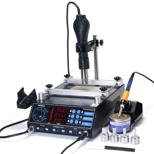 YIHUA 853AA/853AAA/853AAA+/853AAA-I basic version /853AAA-I upgrade version digital SMD soldering desoldering hot air gun preheat BGA rework soldering station