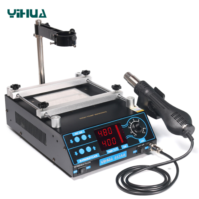 YIHUA 853AA/853AAA digital SMD soldering desoldering hot air gun preheat BGA rework soldering station