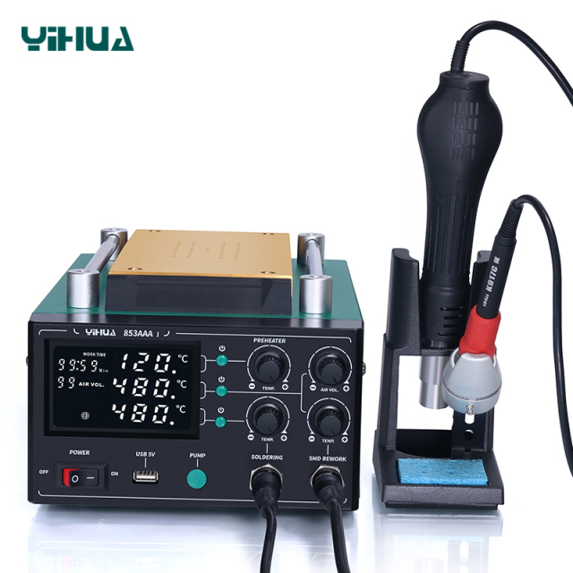YIHUA 853AAA-I basic version /853AAA-I upgrade version digital SMD soldering desoldering hot air gun preheat BGA rework soldering station