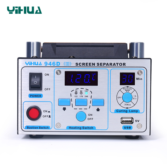 YIHUA 946D III touch screen panel LCD separator glue disassemble machine for repairing mobile phones screen separator preheating station