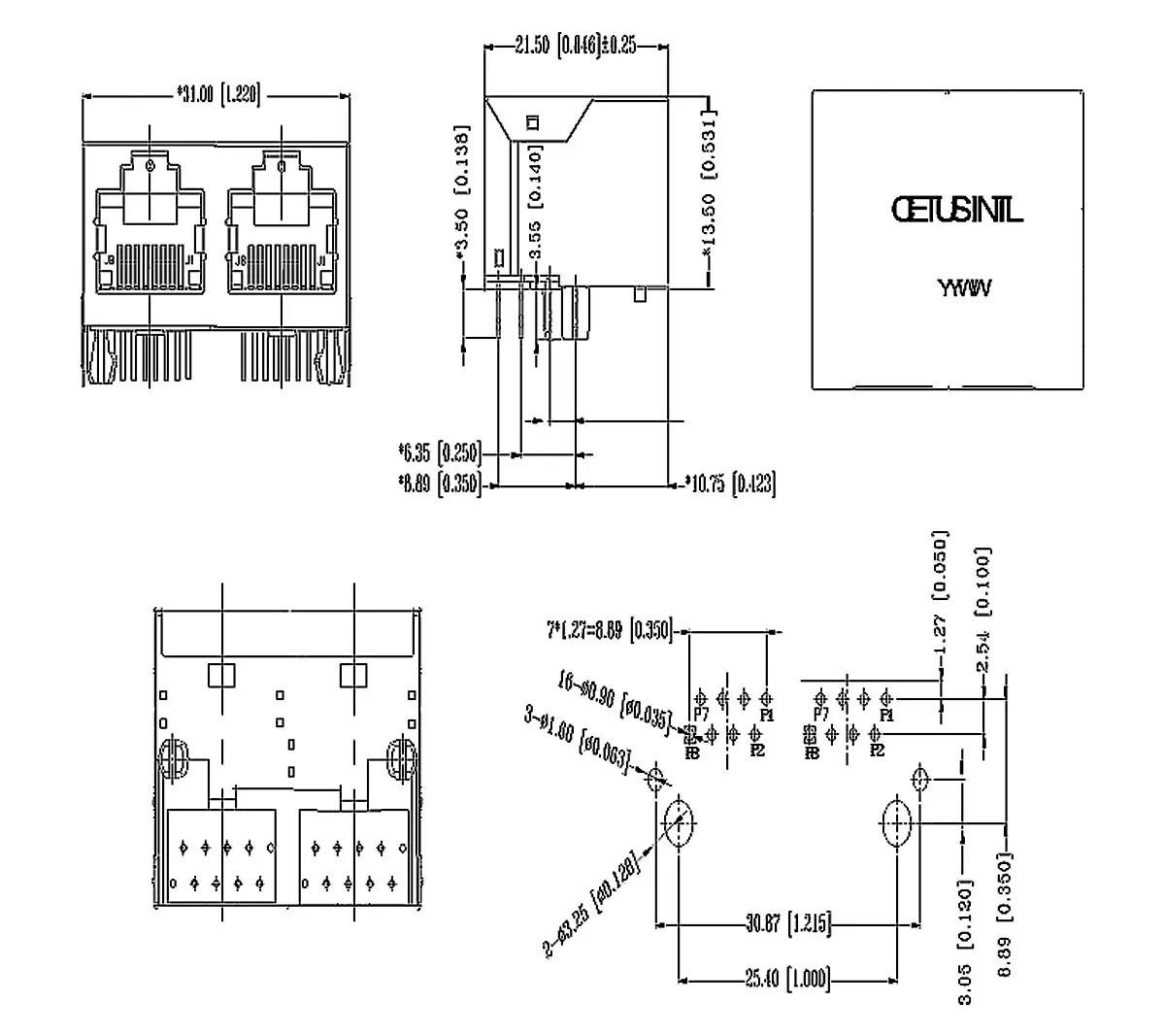 10gBase T RJ45 to RJ45 Magjack