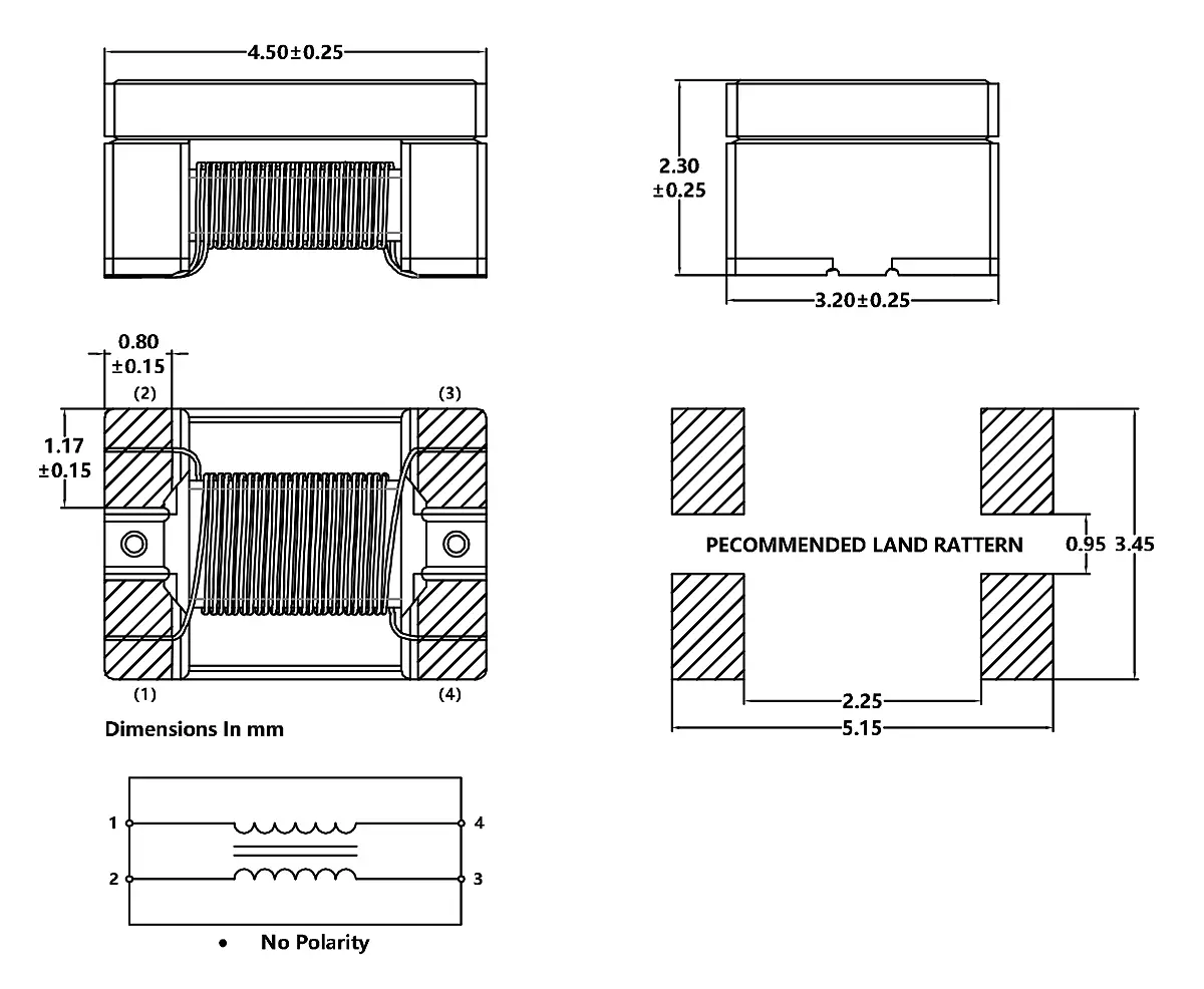 Small size Chip Choke Product Mechanical & Schematics