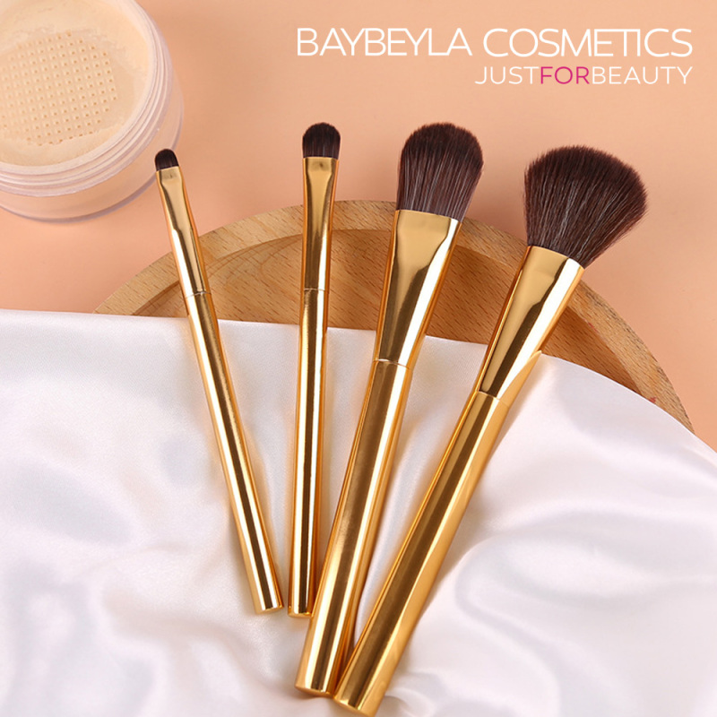 [BAYBEYLA Official Flagship Store] Brilliant Gold Brush Set of 4-YSL Gold Luxury Style-Brush Set-Loose Powder Brush Honey Powder Brush-Brush Set-Golden Brush Set Eye Shadow Brush