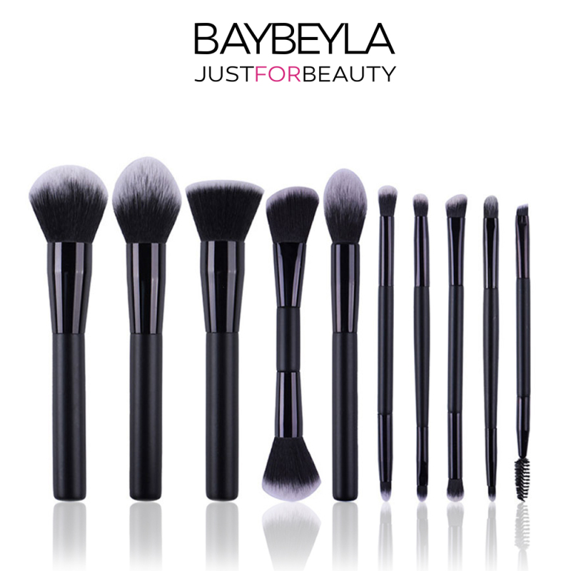 [BAYBEYLA Official Flagship Store] Obsidian Black 10-Piece Professional Makeup Brush Set (Beauty Egg Free) [Taiwan Shipping Free Shipping] Grab powder with good grip, suitable for novice makeup artists