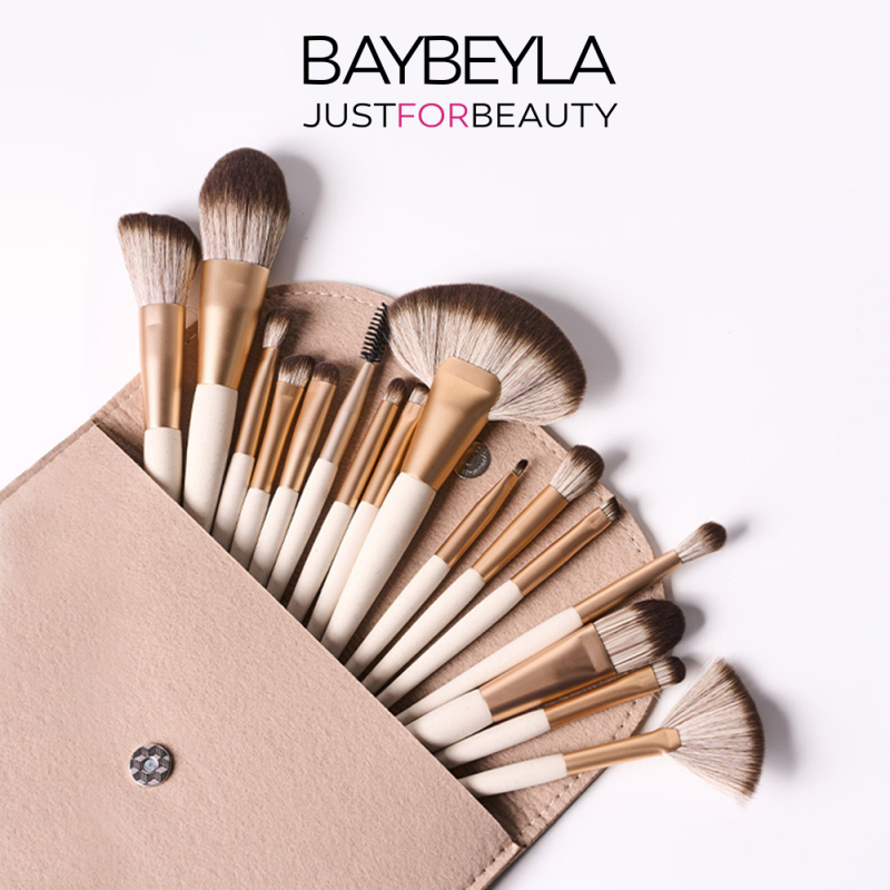 [BAYBEYLA Official Flagship Store] Matte Gold 16-Piece Full-Function Makeup Brushes (Including Brush Set) [Taiwan Spot Free Shipping] Wool Felt Cosmetic Bag Suitable for Gifts and Personal Use