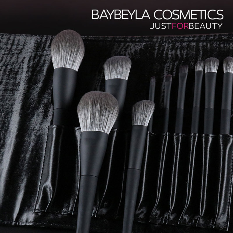 [BAYBEYLA Official Flagship Store] Fog Black Matte Soft Hair Makeup Brush Set of 10 (Free Brush Set) [Taiwan Spot Free Shipping] Black Matte Brush Set Foundation Brush Concealer Brush
