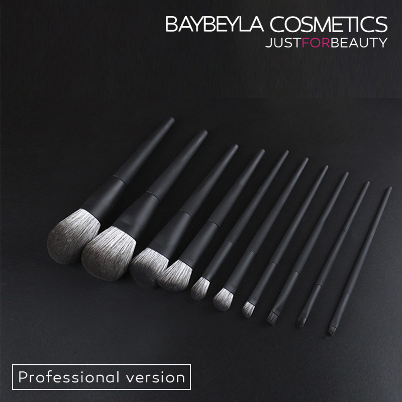 [BAYBEYLA Official Flagship Store] Fog Black Matte Soft Hair Makeup Brush Set of 10 (Free Brush Set) [Taiwan Spot Free Shipping] Black Matte Brush Set Foundation Brush Concealer Brush