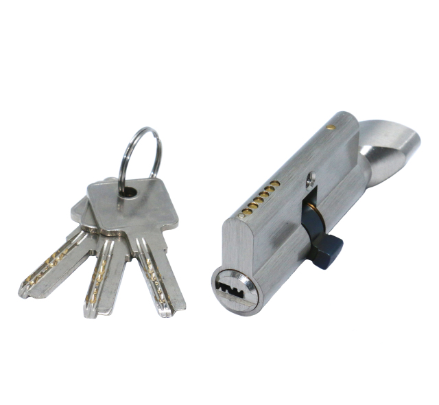 Computer Key European Single & Turn Lock Cylinder Half Thumb Turn Master Key Knob Lock Cylinder Customized Length, Color