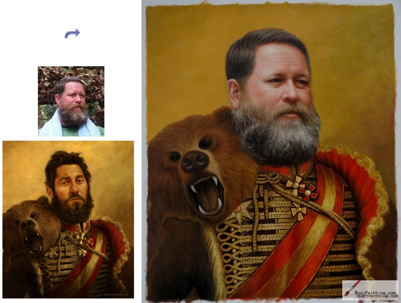 Custom oil portrait-General with a big beard