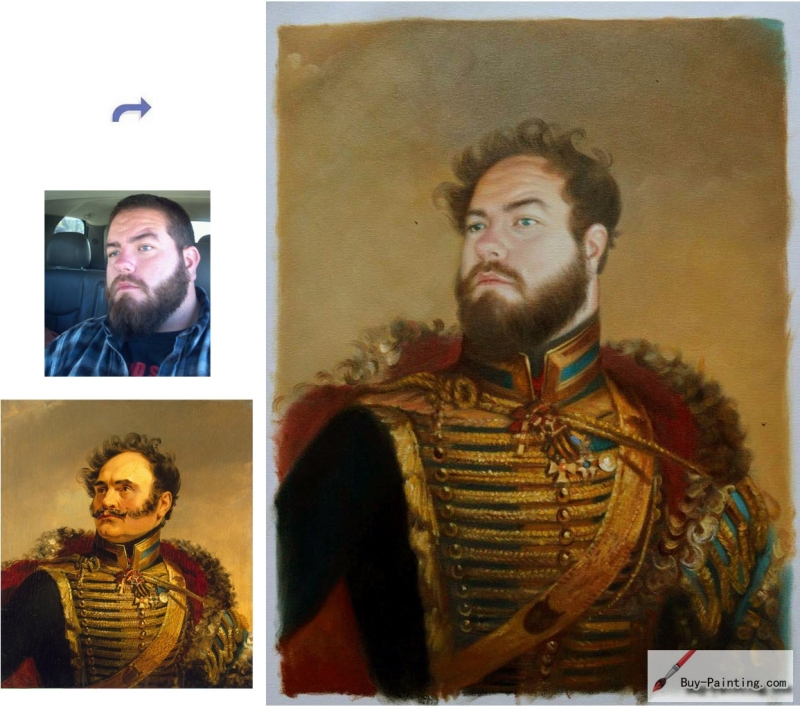 Custom oil portrait-The general looks serious