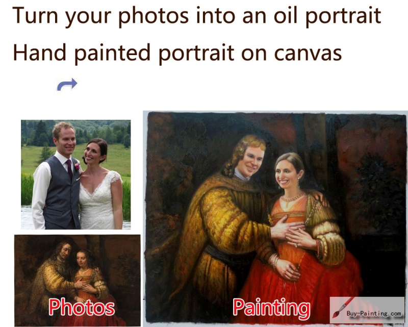 Custom oil portrait-Couple on the riverside