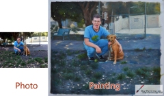 Custom Oil Portrait-Men and yellow dog