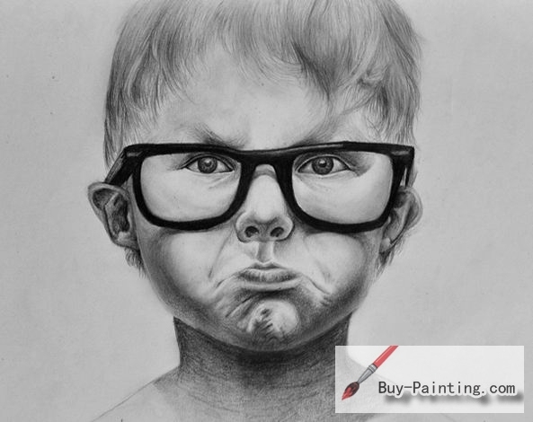 Custom Drawing-A little boy with a big glasses