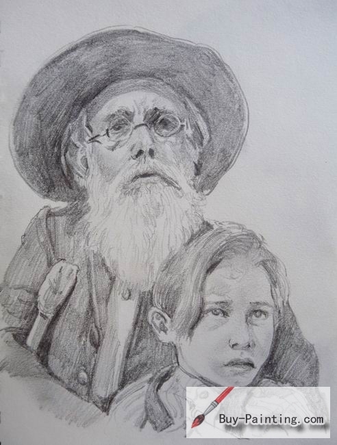 Custom Drawing-Grandpa and grandson