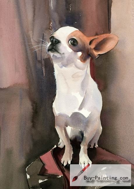 Watercolor painting-Original art poster-Standing dog