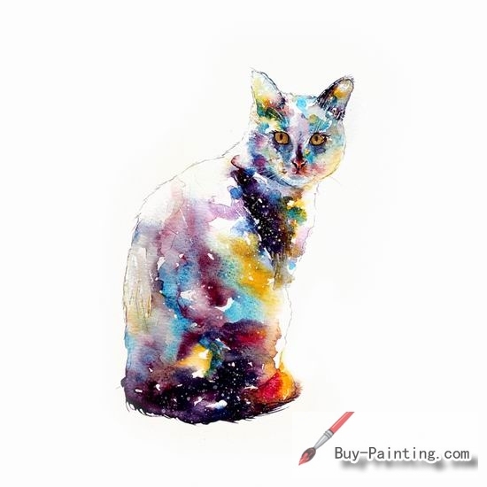 Watercolor painting-Original art poster-The cat in the light