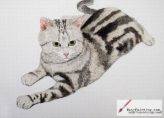 Watercolor painting-Original art poster-Cat playing