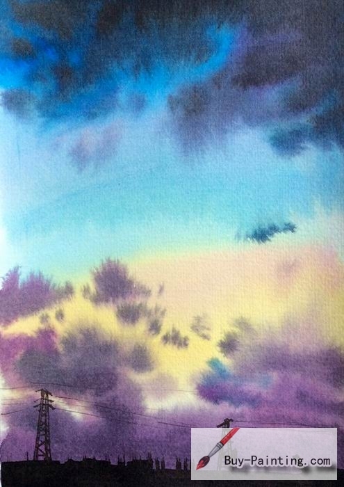 Watercolor painting-Original art poster-The sky before the storm