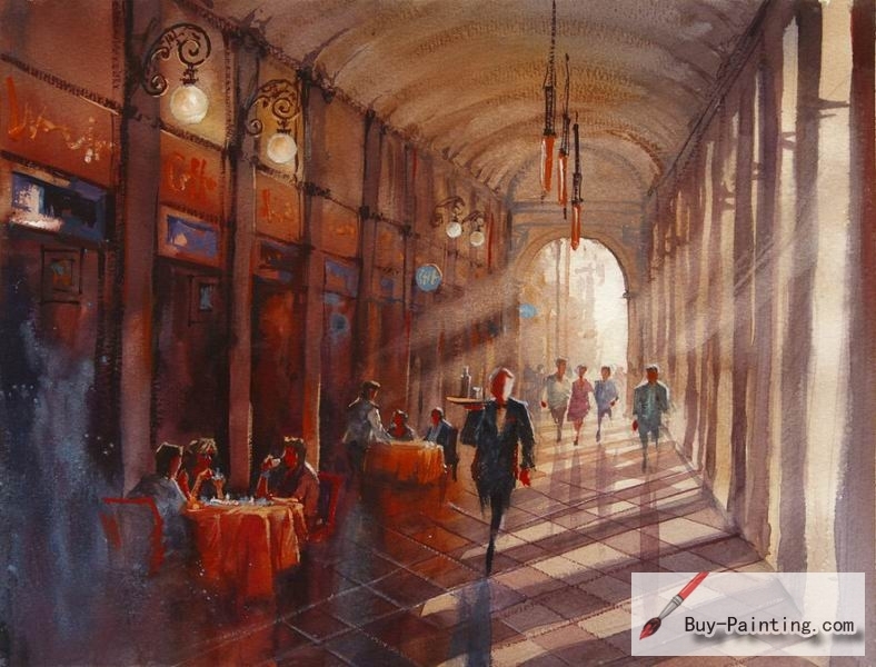 Watercolor painting-Restaurant