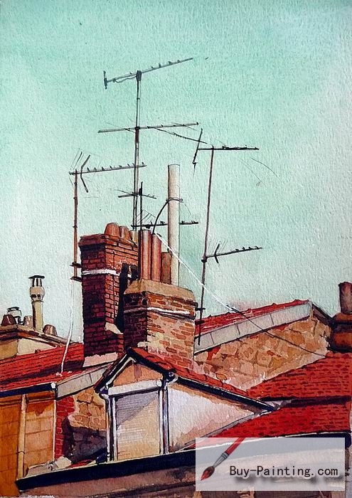 Watercolor painting-Roof