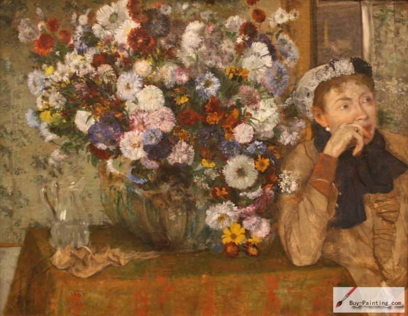 Woman Seated beside a Vase of Flowers, 1865,