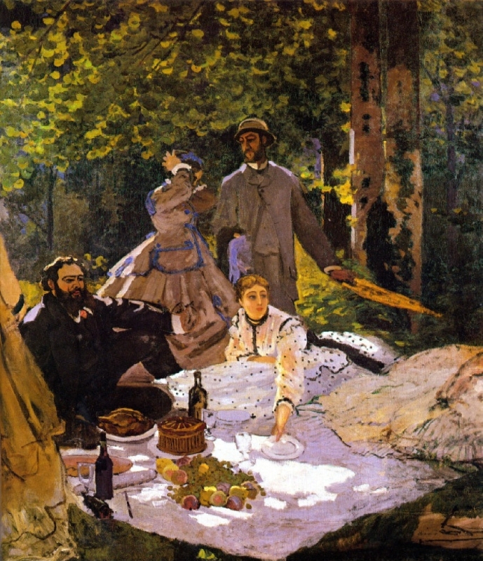 Claude Monet, Le Déjeuner sur l’herbe (right section), with Gustave Courbet, 1865–66